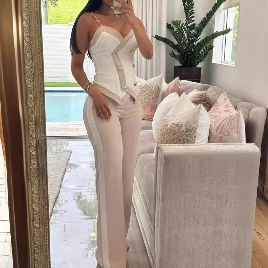 Body Jewelry Waist - Women Side Striped Work Suit Set