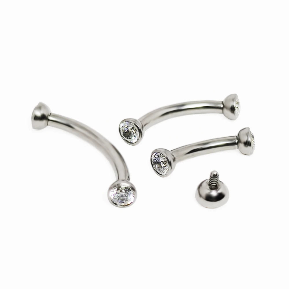 Eyebrow Curved Barbell - F136 Titanium Piercings Eyebrow zircon Cartilage