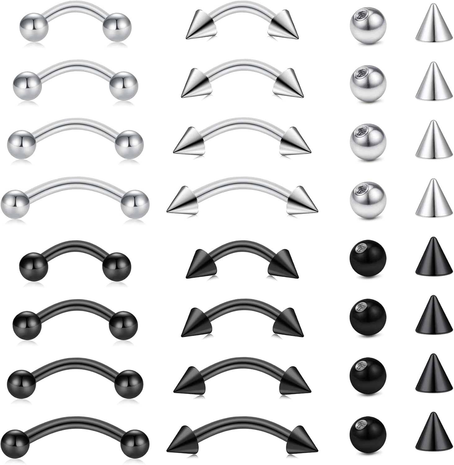 32pc/set Surgical Steel Curved - Eyebrow Curved Barbell 评论和价格