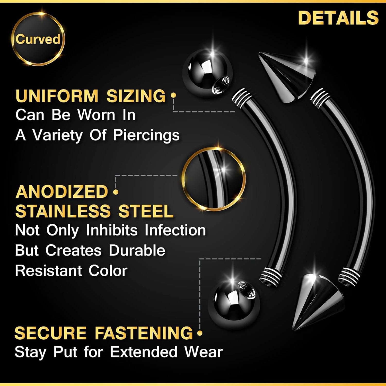 32pc/set Surgical Steel Curved - Eyebrow Curved Barbell 评论和价格