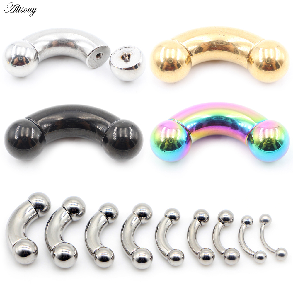 Alisouy 1pc Stainless Steel Bi - Nipple Bar Curved 评论和价格