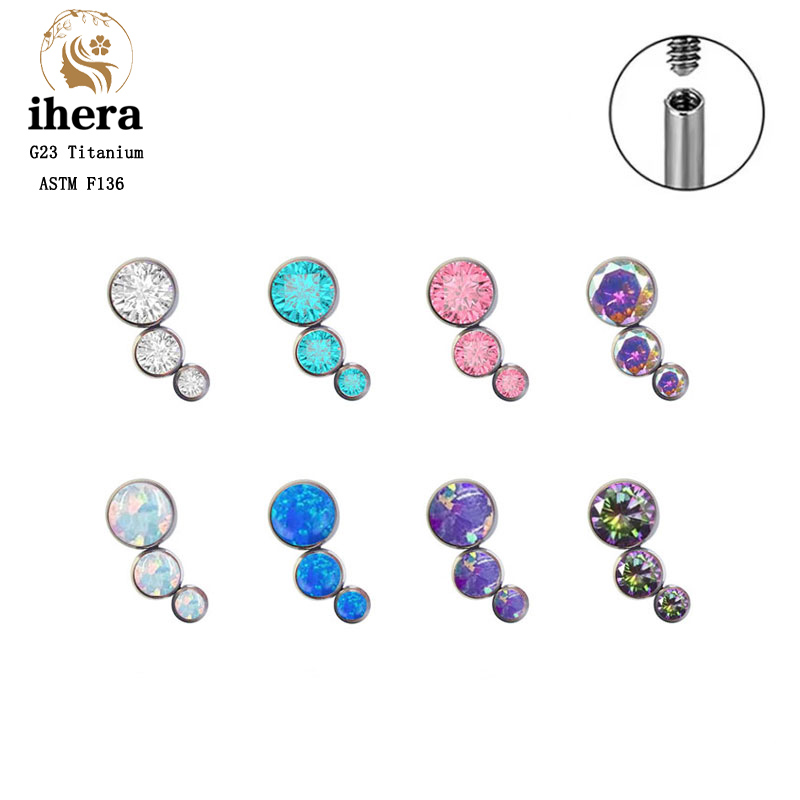 G23 Titanium Round Zircon Flat - Body Jewelry Internally Threaded 评论和价格