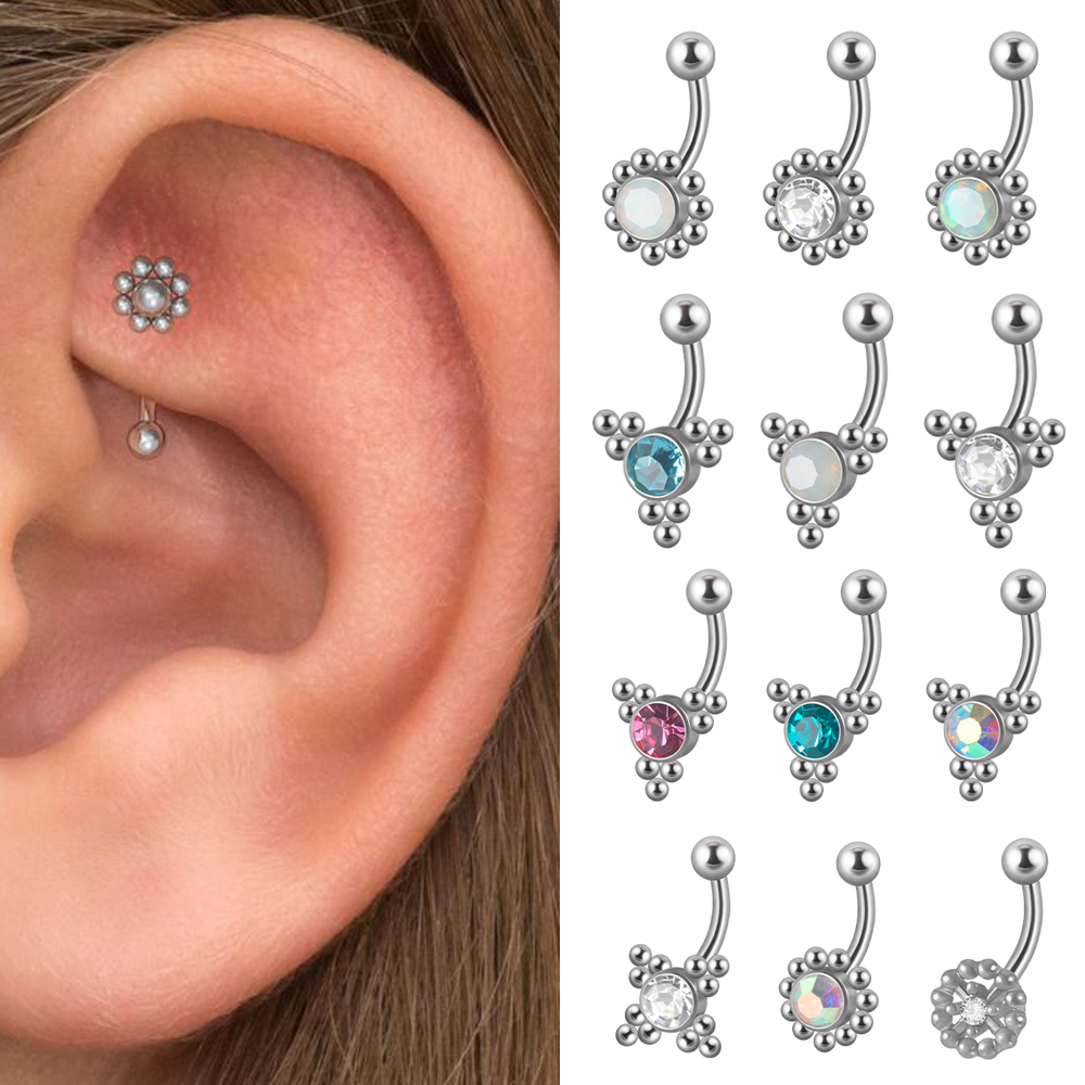 1PC G23 TItanium 16G Crystal R - Eyebrow Curved Barbell 评论和价格