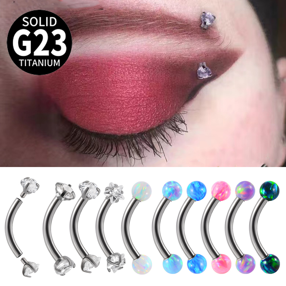 1PC G23 Titanium CZ Internally - Eyebrow Curved Barbell 评论和价格