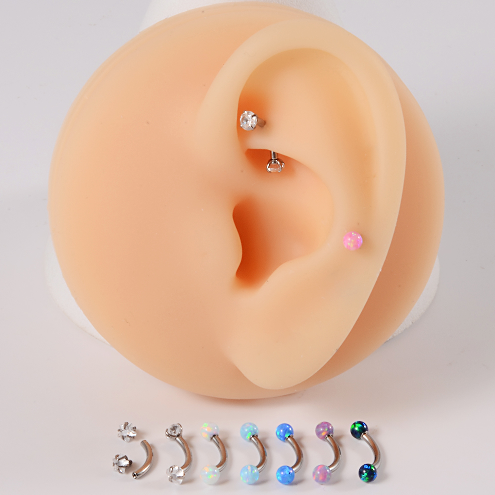 1PC G23 Titanium CZ Internally - Eyebrow Curved Barbell 评论和价格