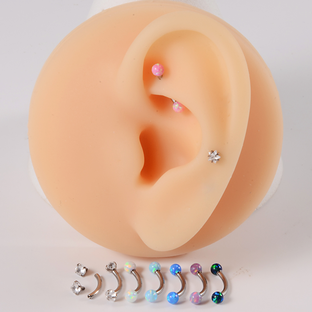1PC G23 Titanium CZ Internally - Eyebrow Curved Barbell 评论和价格