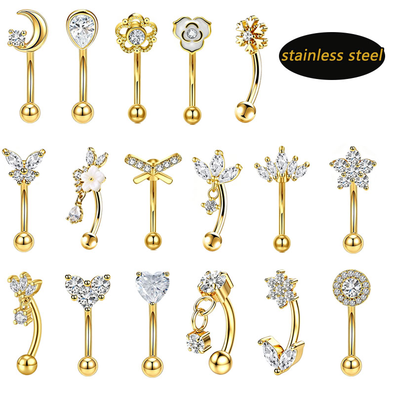 1pcs/lotStainless Steel Butter - Eyebrow Curved Barbell 评论和价格