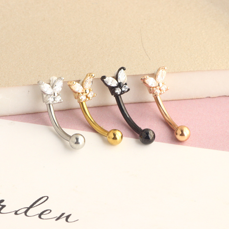 Gold Rook Piercing Jewelry 14K - Eyebrow Curved Barbell 评论和价格