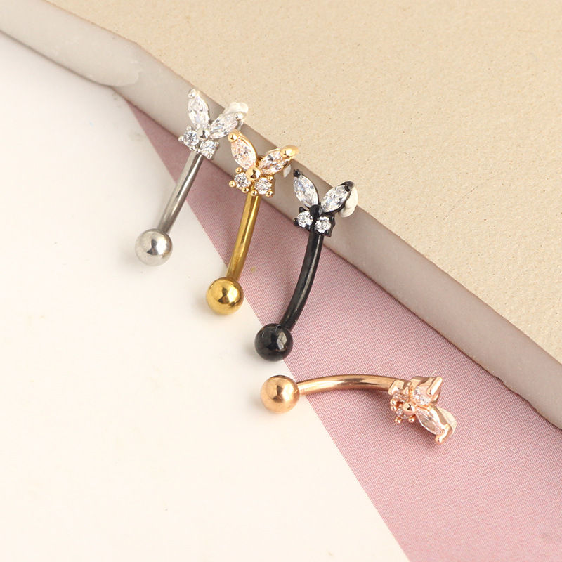 Gold Rook Piercing Jewelry 14K - Eyebrow Curved Barbell 评论和价格
