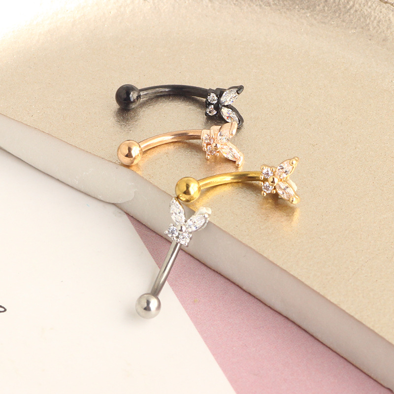 Gold Rook Piercing Jewelry 14K - Eyebrow Curved Barbell 评论和价格