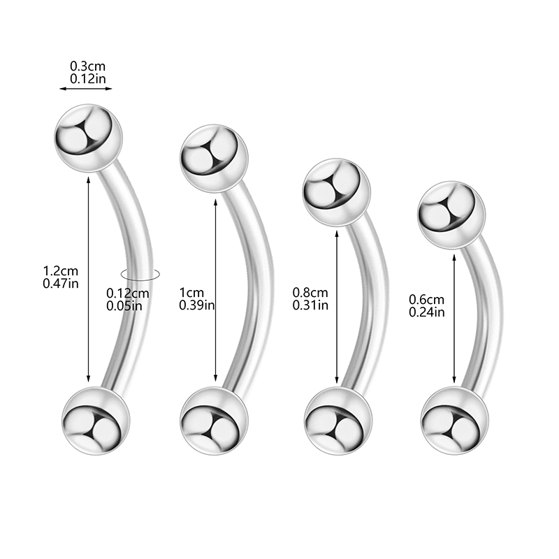 6PCS Stainless Steel Curved Ba - Eyebrow Curved Barbell 评论和价格