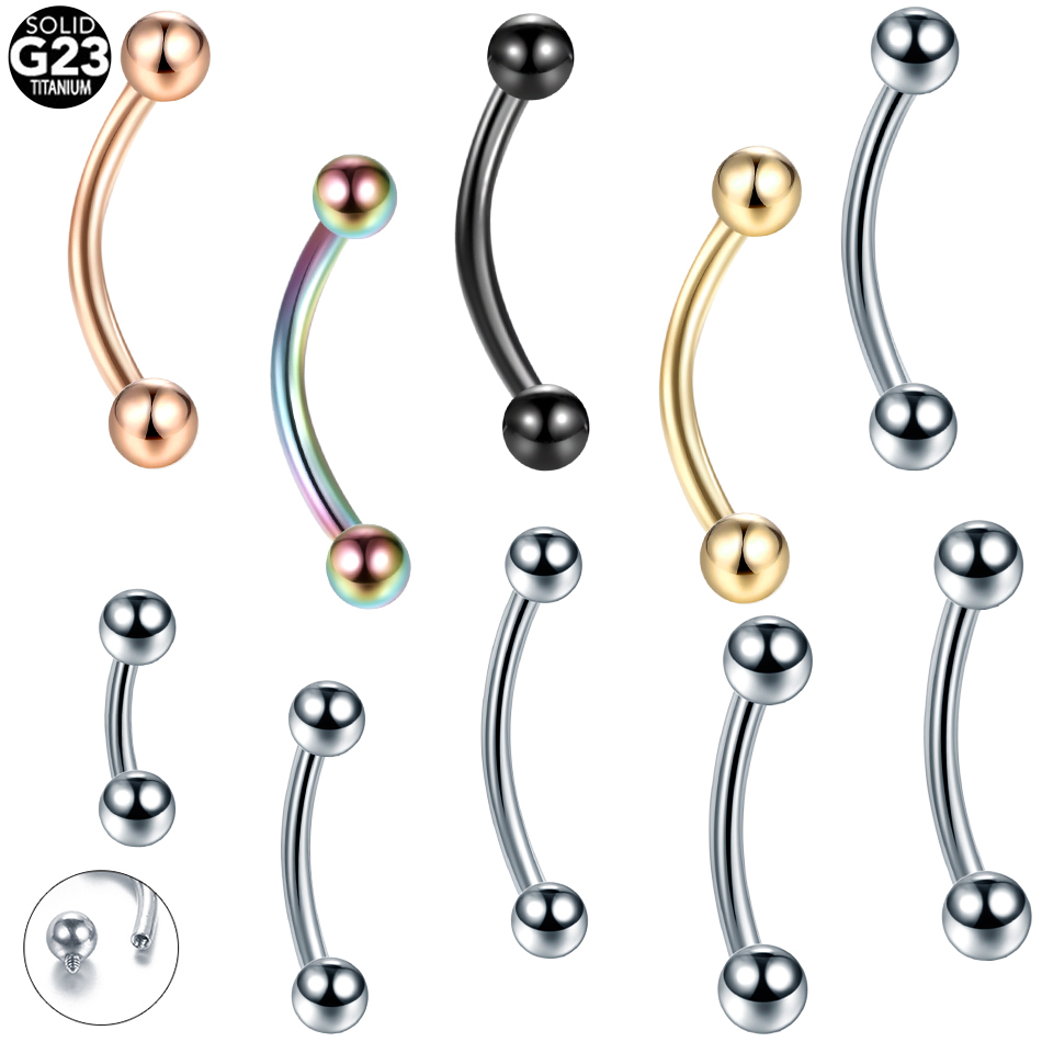 10Pcs/lot G23 Titanium Eyebrow - Eyebrow Curved Barbell 评论和价格