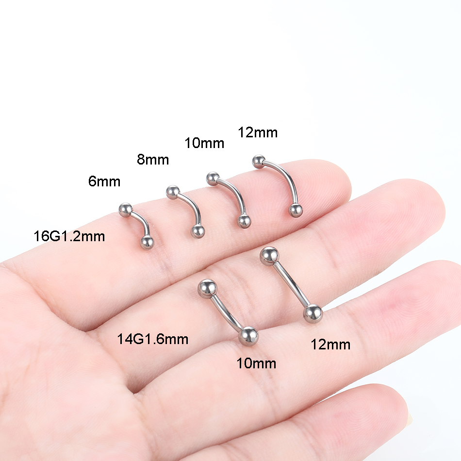 10Pcs/lot G23 Titanium Eyebrow - Eyebrow Curved Barbell 评论和价格