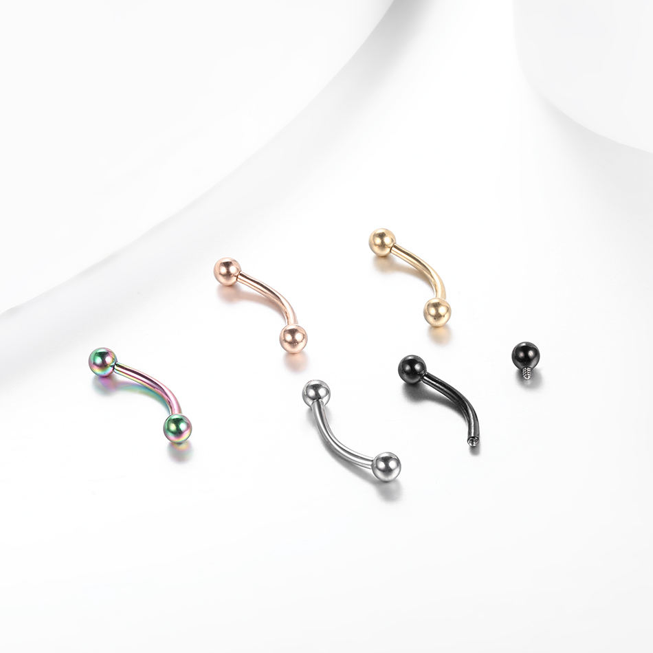 10Pcs/lot G23 Titanium Eyebrow - Eyebrow Curved Barbell 评论和价格