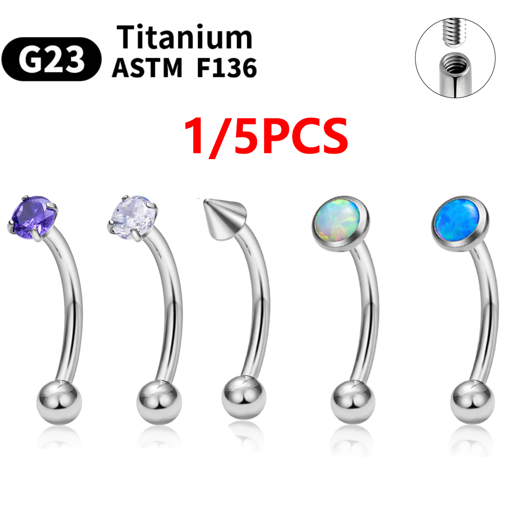 1/5PCS ASTM F136 Titanium Inte - Eyebrow Curved Barbell 评论和价格