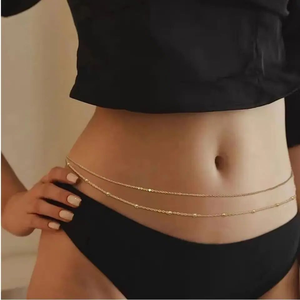 HipHop Double Layers Belly Cha - Body Jewelry Waist 评论和价格